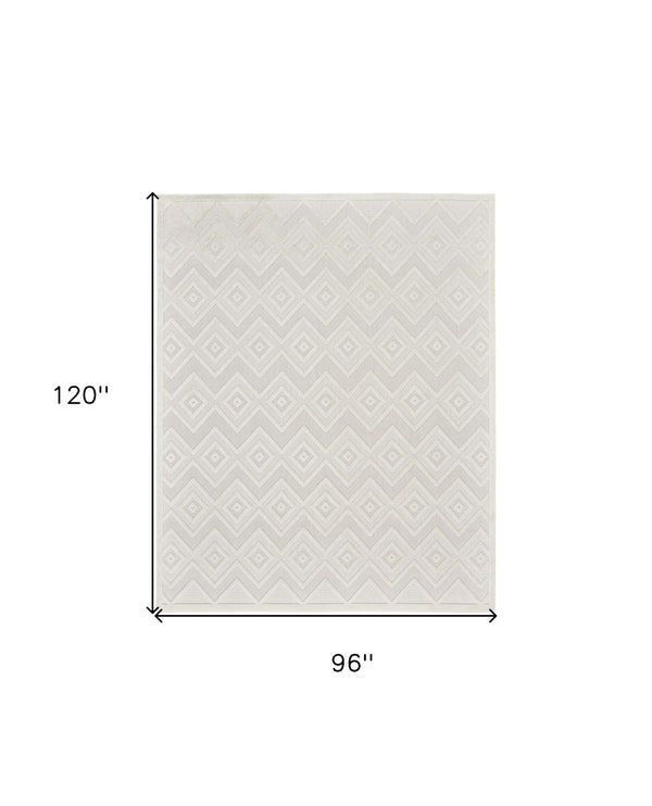 HomeRoots 8' X 10' Durable Indoor Outdoor Area Rug with Modern Geometric Pattern for Stylish Spaces Cream 522119