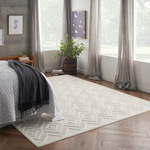 Homeroots 8' X 10' Cream Geometric Flatweave Area Rug  Polypropylene 522119