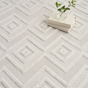 Homeroots 8' X 10' Cream Geometric Flatweave Area Rug  Polypropylene 522119