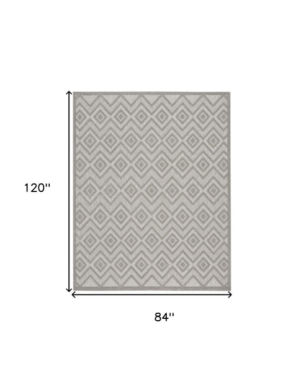 HomeRoots 7' Gray Indoor Outdoor Area Rug - Modern Geometric Design for Versatile, Easy Maintenance Spaces 7' X 10' 522120