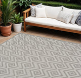 Elegant Gray & Silver Geometric 9' x 12' Indoor Outdoor Area Rug for Stylish Spaces