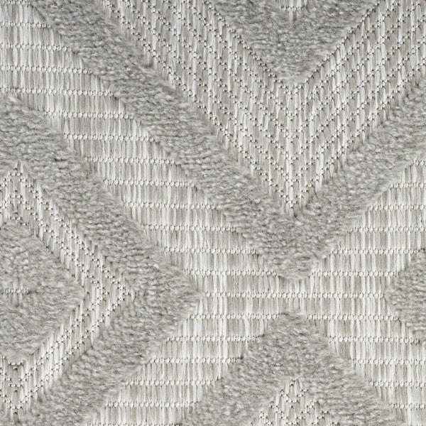HomeRoots 9' Geometric Gray and Silver Indoor Outdoor Area Rug – Durable, Water-Resistant, Easy to Clean Design 522122