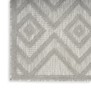 HomeRoots 9' Geometric Gray and Silver Indoor Outdoor Area Rug – Durable, Water-Resistant, Easy to Clean Design 522122