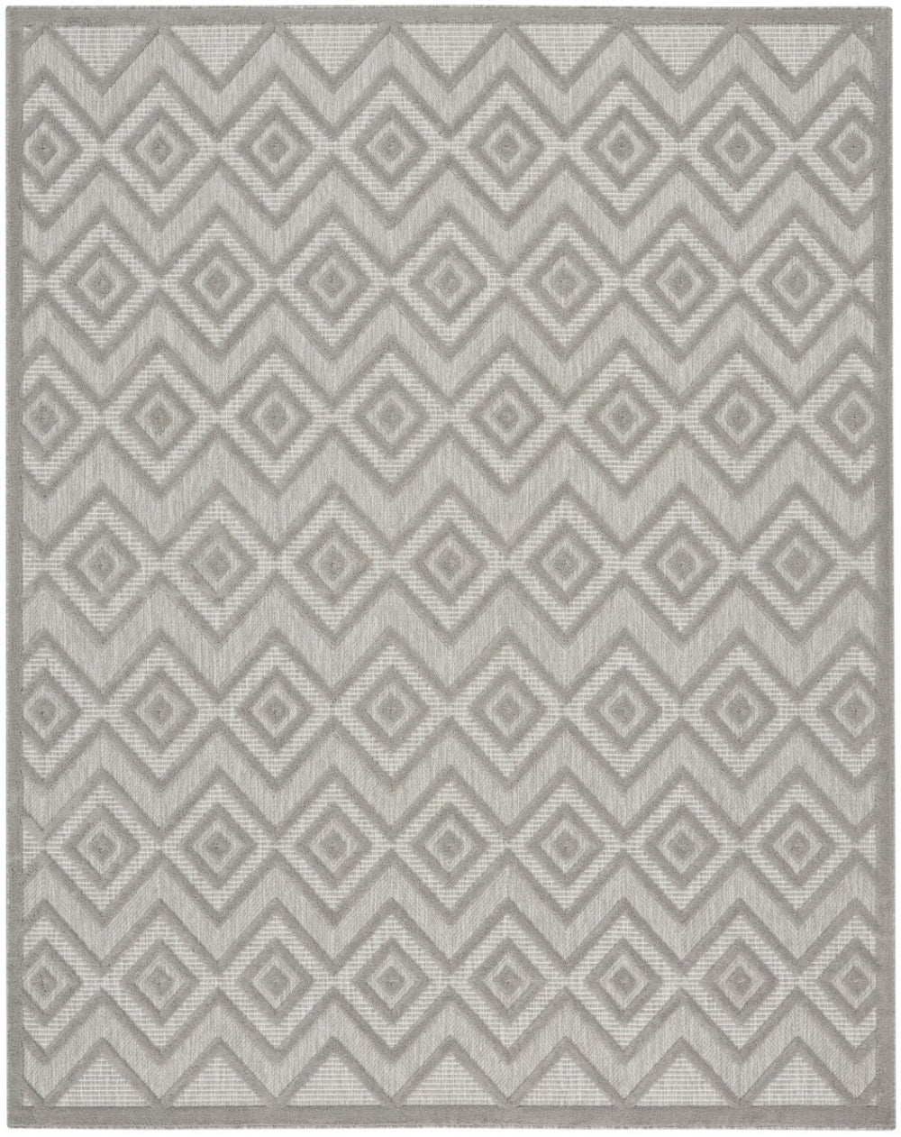 HomeRoots 9' Geometric Gray and Silver Indoor Outdoor Area Rug – Durable, Water-Resistant, Easy to Clean Design 522122