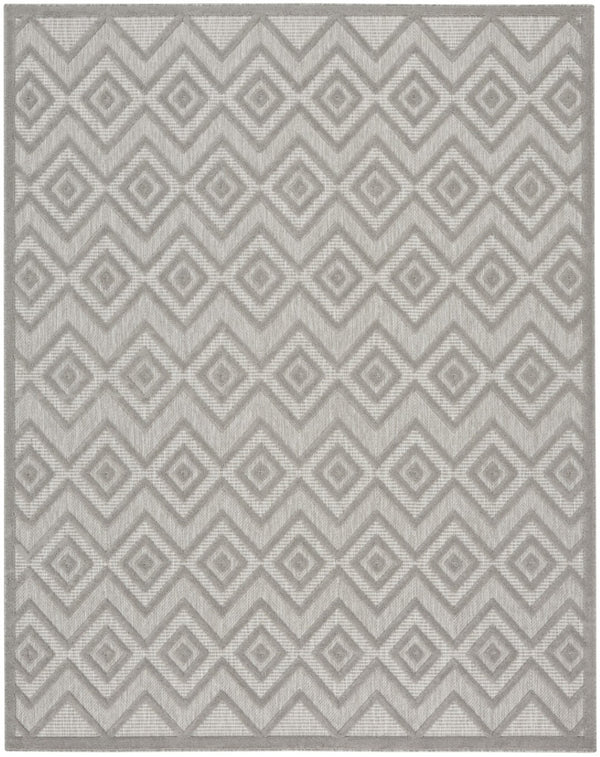 HomeRoots 9' Geometric Gray and Silver Indoor Outdoor Area Rug – Durable, Water-Resistant, Easy to Clean Design 522122