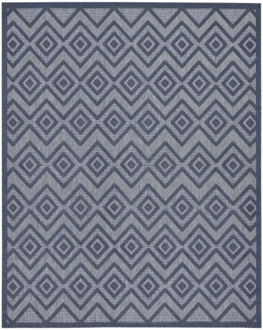 Homeroots 8' X 10' Navy Blue Geometric Flatweave Area Rug  Polypropylene 522123