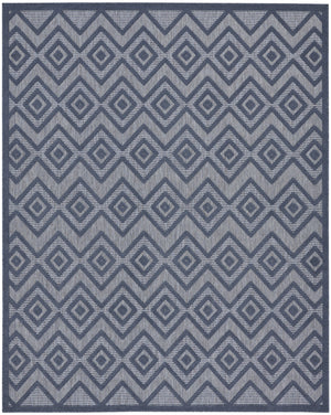 Homeroots 8' X 10' Navy Blue Geometric Flatweave Area Rug  Polypropylene 522123