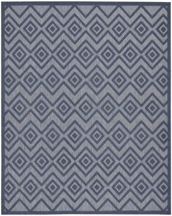 Homeroots 8' X 10' Navy Blue Geometric Flatweave Area Rug  Polypropylene 522123