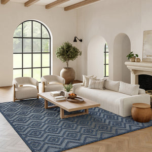 HomeRoots 8' Navy Blue Area Rug - Durable Indoor/Outdoor Design for Stylish Spaces, Easy Care, and Comfort 8' X 10' 522123