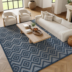 HomeRoots 8' Navy Blue Area Rug - Durable Indoor/Outdoor Design for Stylish Spaces, Easy Care, and Comfort 8' X 10' 522123