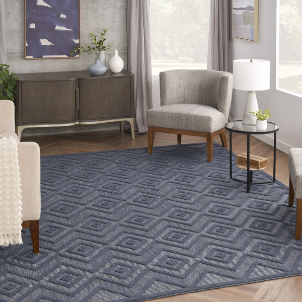 Homeroots 8' X 10' Navy Blue Geometric Flatweave Area Rug  Polypropylene 522123
