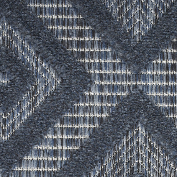 HomeRoots 9' X 12' Navy Blue Indoor Outdoor Area Rug - Stylish Geometric Design for Versatile Spaces, Easy Care 522125