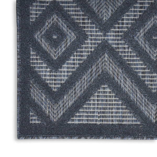 HomeRoots 9' X 12' Navy Blue Indoor Outdoor Area Rug - Stylish Geometric Design for Versatile Spaces, Easy Care 522125
