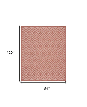 HomeRoots 7' Bright Orange Indoor Outdoor Area Rug - Modern Geometric Design, Durable, Easy to Clean, Versatile 522126