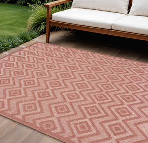 HomeRoots 7' Bright Orange Indoor Outdoor Area Rug - Modern Geometric Design, Durable, Easy to Clean, Versatile 522126
