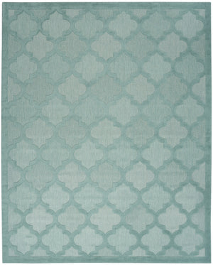 Homeroots 8' X 10' Aqua Geometric Flatweave Area Rug  Polypropylene 522131