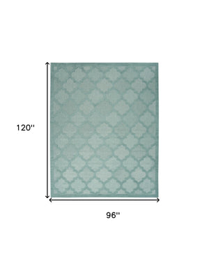 Homeroots 8' X 10' Aqua Geometric Flatweave Area Rug  Polypropylene 522131