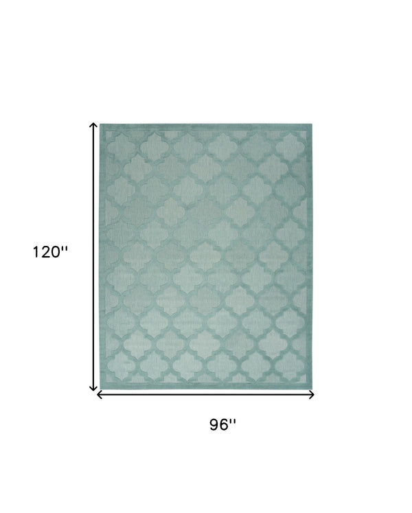 Homeroots 8' X 10' Aqua Geometric Flatweave Area Rug  Polypropylene 522131