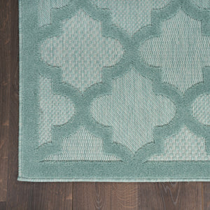 Homeroots 8' X 10' Aqua Geometric Flatweave Area Rug  Polypropylene 522131