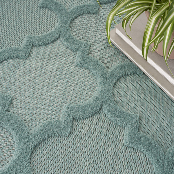Homeroots 8' X 10' Aqua Geometric Flatweave Area Rug  Polypropylene 522131