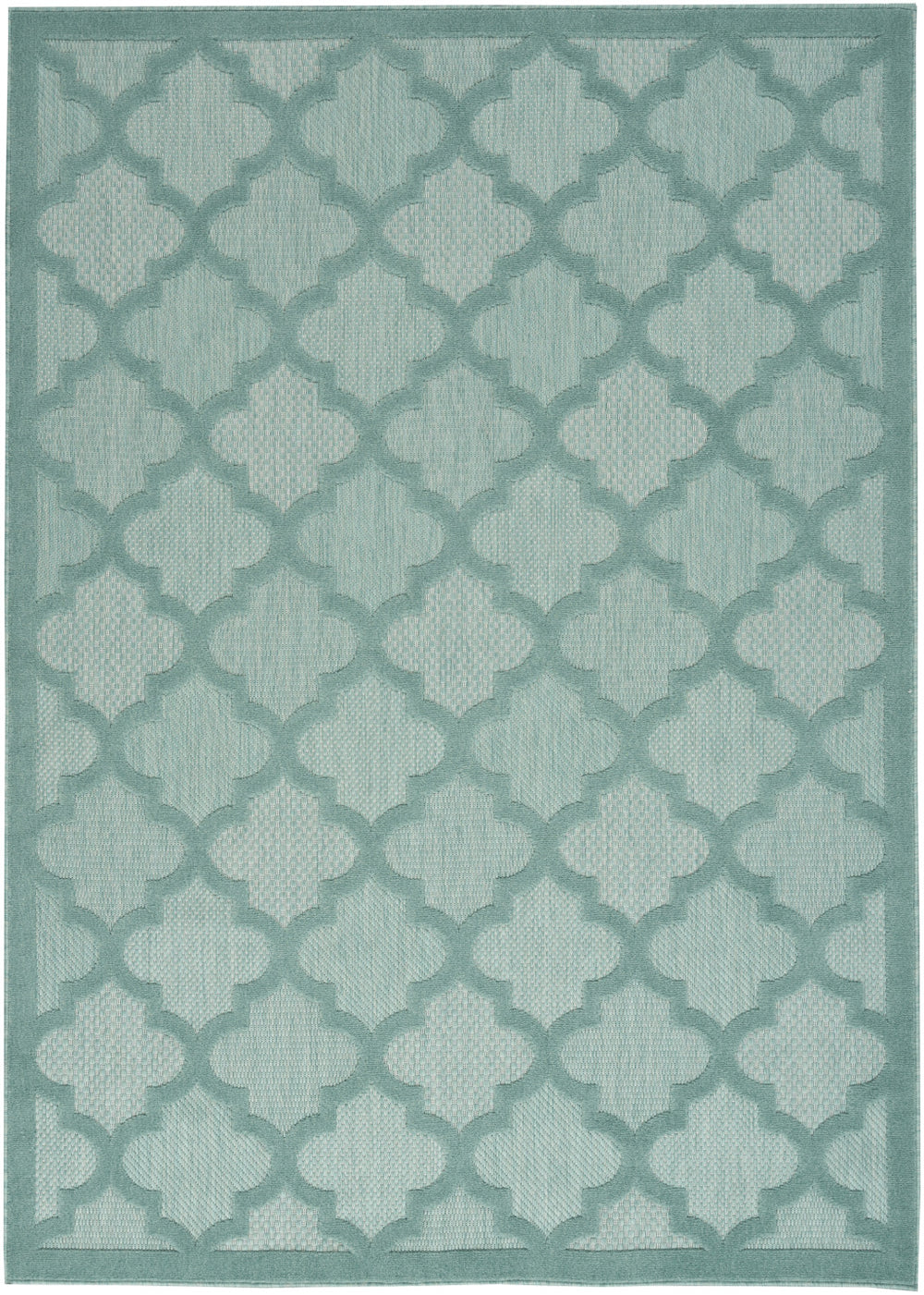 Homeroots 6' X 9' Aqua Geometric Flatweave Area Rug  Polypropylene 522133
