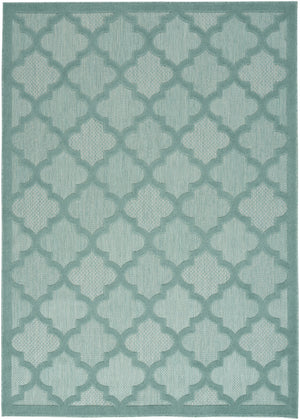 Homeroots 6' X 9' Aqua Geometric Flatweave Area Rug  Polypropylene 522133