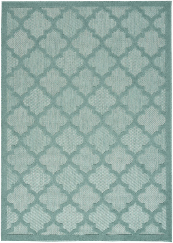 Homeroots 6' X 9' Aqua Geometric Flatweave Area Rug  Polypropylene 522133