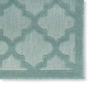 HomeRoots 8' Aqua Indoor Outdoor Area Rug – Vibrant Geometric Design for Stylish, Durable All-Weather Use 6' X 9' 522133