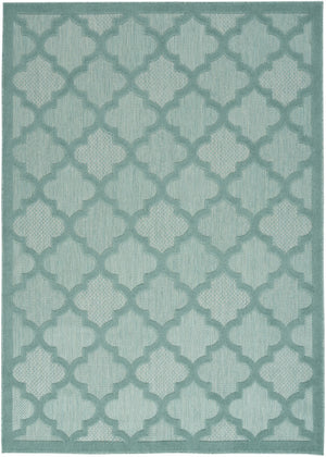 HomeRoots 8' Aqua Indoor Outdoor Area Rug – Vibrant Geometric Design for Stylish, Durable All-Weather Use 6' X 9' 522133