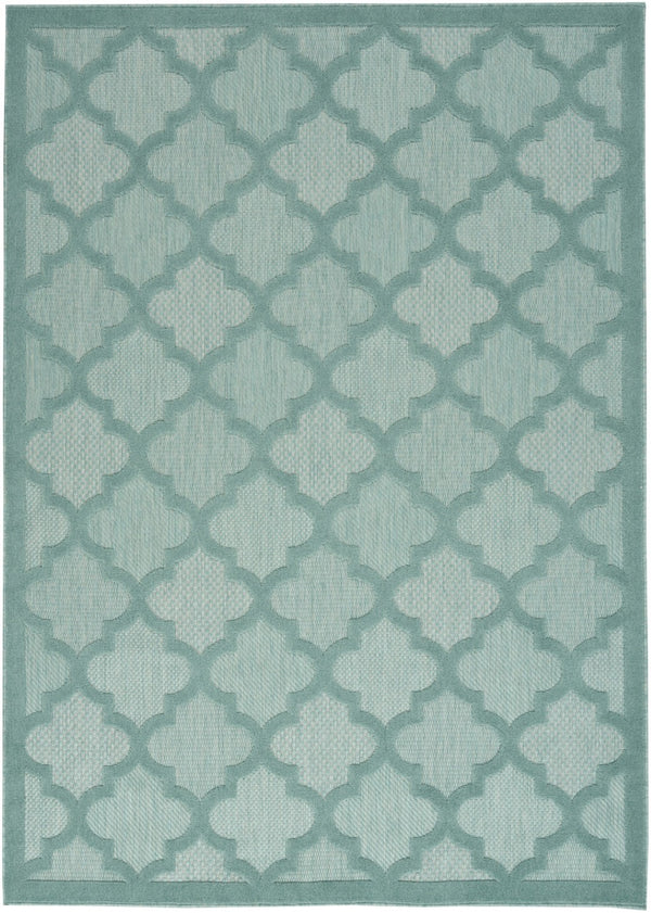 HomeRoots 8' Aqua Indoor Outdoor Area Rug – Vibrant Geometric Design for Stylish, Durable All-Weather Use 6' X 9' 522133