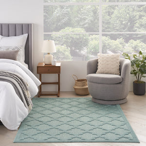 Homeroots 6' X 9' Aqua Geometric Flatweave Area Rug  Polypropylene 522133