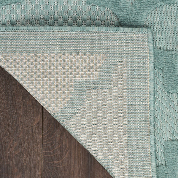 HomeRoots 8' Aqua Indoor Outdoor Area Rug – Vibrant Geometric Design for Stylish, Durable All-Weather Use 6' X 9' 522133