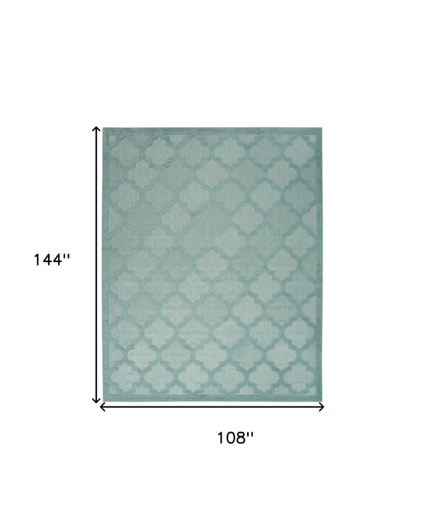 HomeRoots 9' X 12' Aqua Indoor Outdoor Area Rug - Vibrant, Durable, Easy-Care Coastal Style for Any Space! 522134