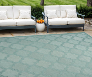 HomeRoots 9' X 12' Aqua Indoor Outdoor Area Rug - Vibrant, Durable, Easy-Care Coastal Style for Any Space! 522134