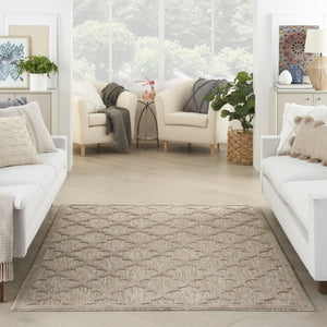 HomeRoots 8' Beige Area Rug - Durable Indoor Outdoor Flatwoven Design for Stylish Living Spaces & Easy Maintenance 6' X 9' 522136