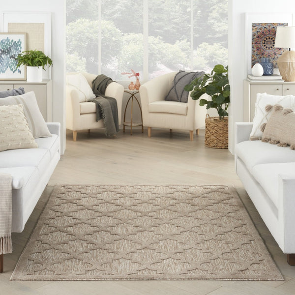 HomeRoots 8' Beige Area Rug - Durable Indoor Outdoor Flatwoven Design for Stylish Living Spaces & Easy Maintenance 6' X 9' 522136