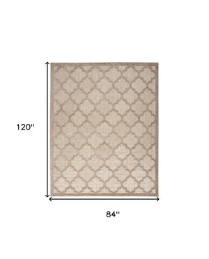 HomeRoots 7' X 10' Beige Indoor Outdoor Area Rug – Stylish, Durable, Easy-Care Rug for Living Spaces & Patios 522137