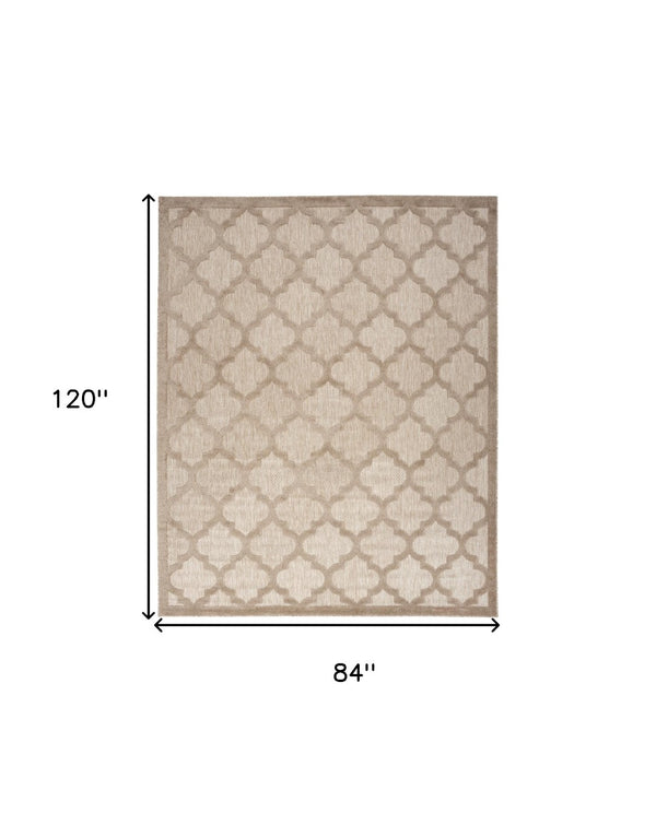 HomeRoots 7' X 10' Beige Indoor Outdoor Area Rug – Stylish, Durable, Easy-Care Rug for Living Spaces & Patios 522137