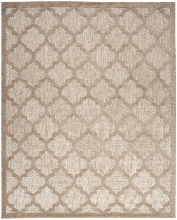 HomeRoots 9' X 12' Beige Indoor Outdoor Area Rug - Modern Geometric Design, Durable, Fade-Resistant, Versatile Use 522138