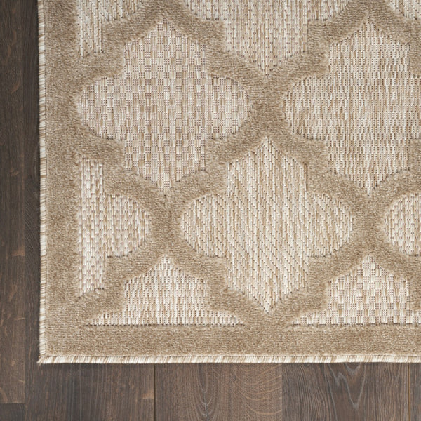 HomeRoots 9' X 12' Beige Indoor Outdoor Area Rug - Modern Geometric Design, Durable, Fade-Resistant, Versatile Use 522138