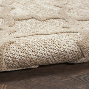 HomeRoots 9' X 12' Beige Indoor Outdoor Area Rug - Modern Geometric Design, Durable, Fade-Resistant, Versatile Use 522138