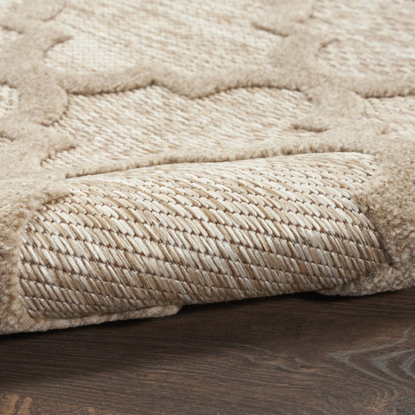 HomeRoots 9' X 12' Beige Indoor Outdoor Area Rug - Modern Geometric Design, Durable, Fade-Resistant, Versatile Use 522138