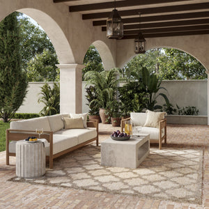 HomeRoots 9' X 12' Beige Indoor Outdoor Area Rug - Modern Geometric Design, Durable, Fade-Resistant, Versatile Use 522138