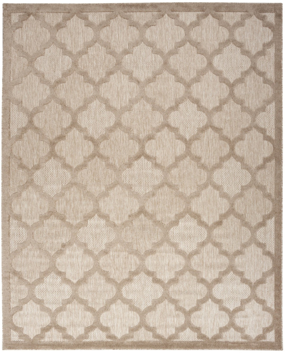 HomeRoots 9' X 12' Beige Indoor Outdoor Area Rug - Modern Geometric Design, Durable, Fade-Resistant, Versatile Use 522138