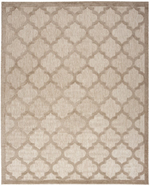 HomeRoots 9' X 12' Beige Indoor Outdoor Area Rug - Modern Geometric Design, Durable, Fade-Resistant, Versatile Use 522138