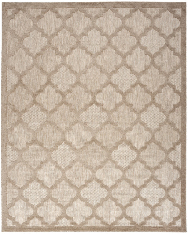 HomeRoots 9' X 12' Beige Indoor Outdoor Area Rug - Modern Geometric Design, Durable, Fade-Resistant, Versatile Use 522138