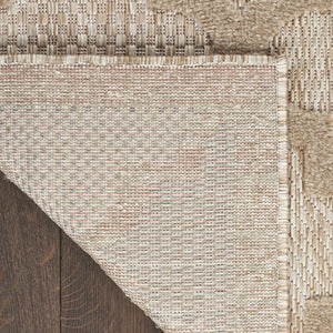 HomeRoots 9' X 12' Beige Indoor Outdoor Area Rug - Modern Geometric Design, Durable, Fade-Resistant, Versatile Use 522138