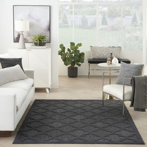 HomeRoots 6' X 9' Charcoal and Gray Area Rug - Stylish Quatrefoil Design for Indoor & Outdoor Durability 522139