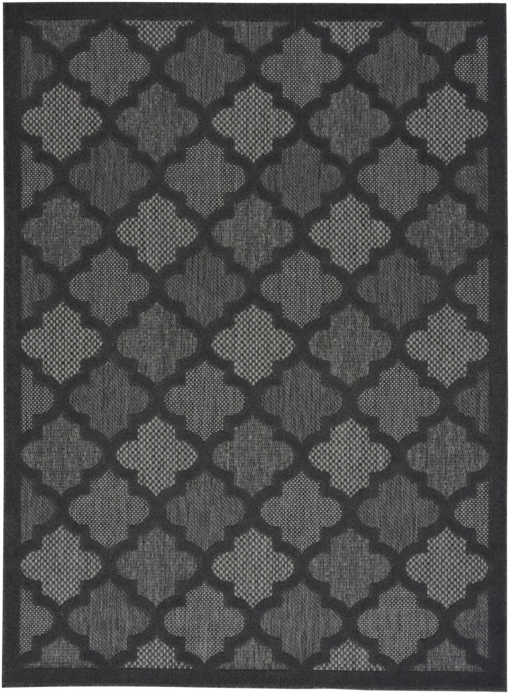 HomeRoots 6' X 9' Charcoal and Gray Area Rug - Stylish Quatrefoil Design for Indoor & Outdoor Durability 522139
