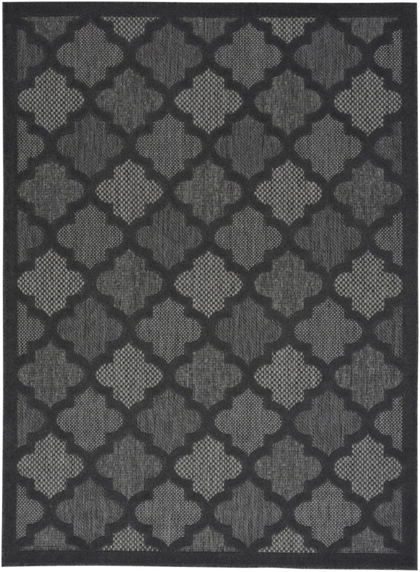 HomeRoots 6' X 9' Charcoal and Gray Area Rug - Stylish Quatrefoil Design for Indoor & Outdoor Durability 522139